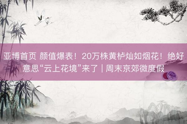 亚博首页 颜值爆表！20万株黄栌灿如烟花！绝好意思“云上花境”来了 | 周末京郊微度假