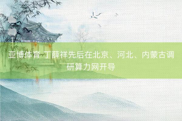 亚博体育 丁薛祥先后在北京、河北、内蒙古调研算力网开导