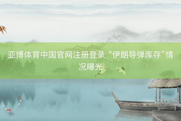 亚博体育中国官网注册登录 “伊朗导弹库存”情况曝光