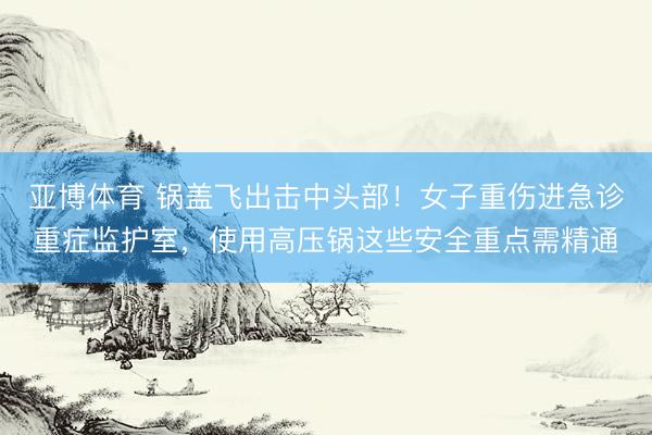 亚博体育 锅盖飞出击中头部！女子重伤进急诊重症监护室，使用高压锅这些安全重点需精通