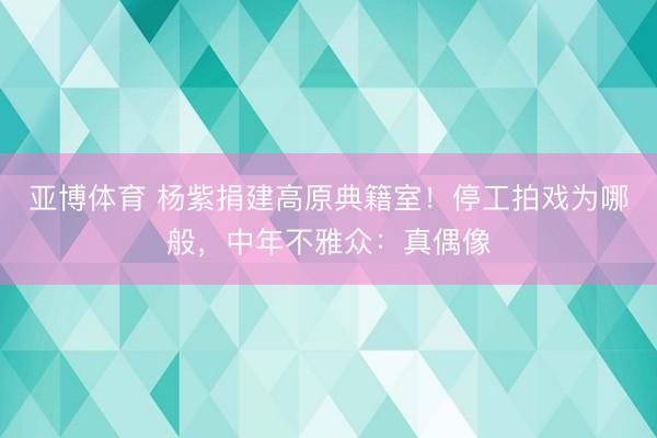 亚博体育 杨紫捐建高原典籍室！停工拍戏为哪般，中年不雅众：真偶像